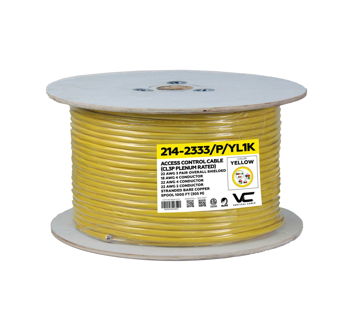 Vertical Cable 214-2333P/YL1K Acesss Control Cable Plenum - 214-2333P/YL1K
