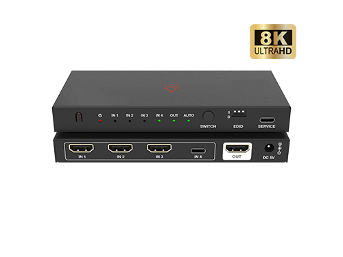 VIG-VLSW-41CH21E - 4X1 HDMI  2.1/USB-C Switch with EDID 48Gbps