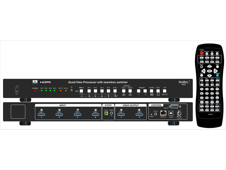 VIG-S902 - 4x2 UHD Quad View Processor with Seamless switcher