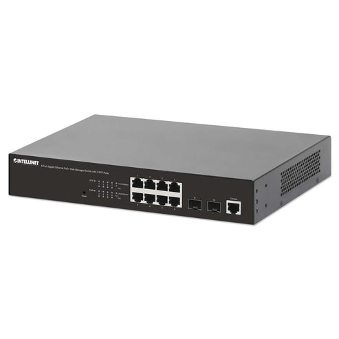 Intellinet - 8-Port Gigabit Ethernet PoE+ Web-Managed Switch with 2 SFP Ports - 561167