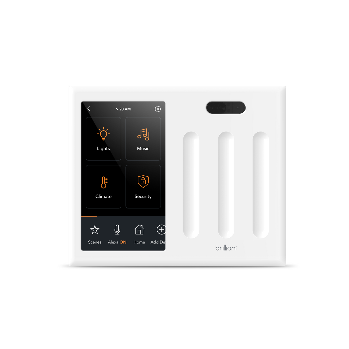 Brilliant Control, 3-Switch Panel, White, v1.5 - BCP120US-WH3