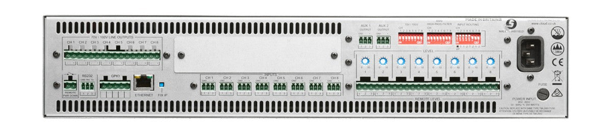 Cloud CV8125 8 Channel 70/100v Digital DSP Amplifier - CLO-CV8125