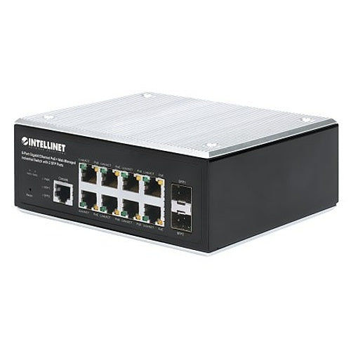 Intellinet - Industrial 8-Port Gigabit Ethernet PoE+ Layer 2+ Web-Managed Switch with 2 SFP Ports - INT-508278