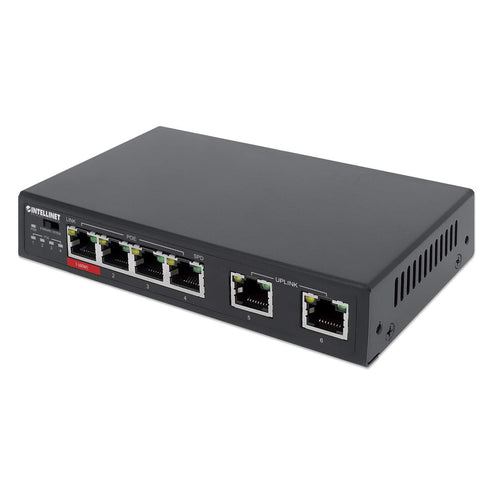 Intellinet - 6-Port Fast Ethernet Switch with 4 PoE Ports (1 x High-Power PoE) - INT-561686