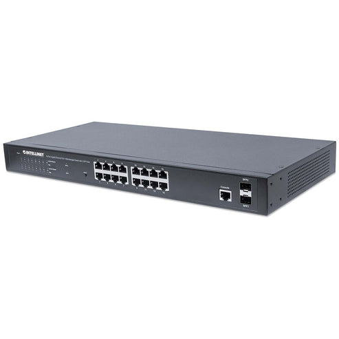 Intellinet - 16-Port Gigabit Ethernet PoE+ Web-Managed Switch with 2 SFP Ports - Intellinet 16-Port Gigabit PoE+ Web-Managed Network switch