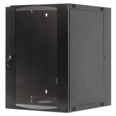 Intellinet - 15U 19-Inch Swing-Out Wall Mount Network Cabinet - Intellinet 19" Double Section Wallmount Cabinet, 15U, 600 mm (23.6 in.) Depth, Black