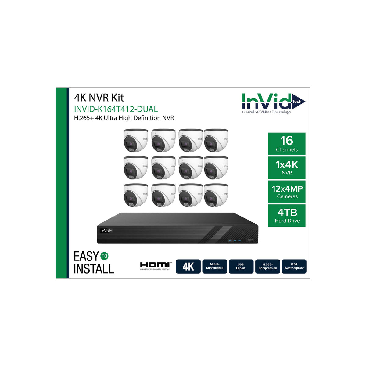 InVid INVID-K164T812-DUAL 16 Channel CCTV Bundle - INVID-K164T812-DUAL