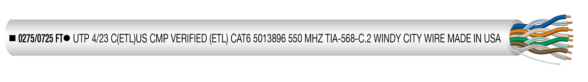 KEY-556600 - Keystone/WindyCity 556600 CAT6 Plenum. 1,000ft WHITE Jacket